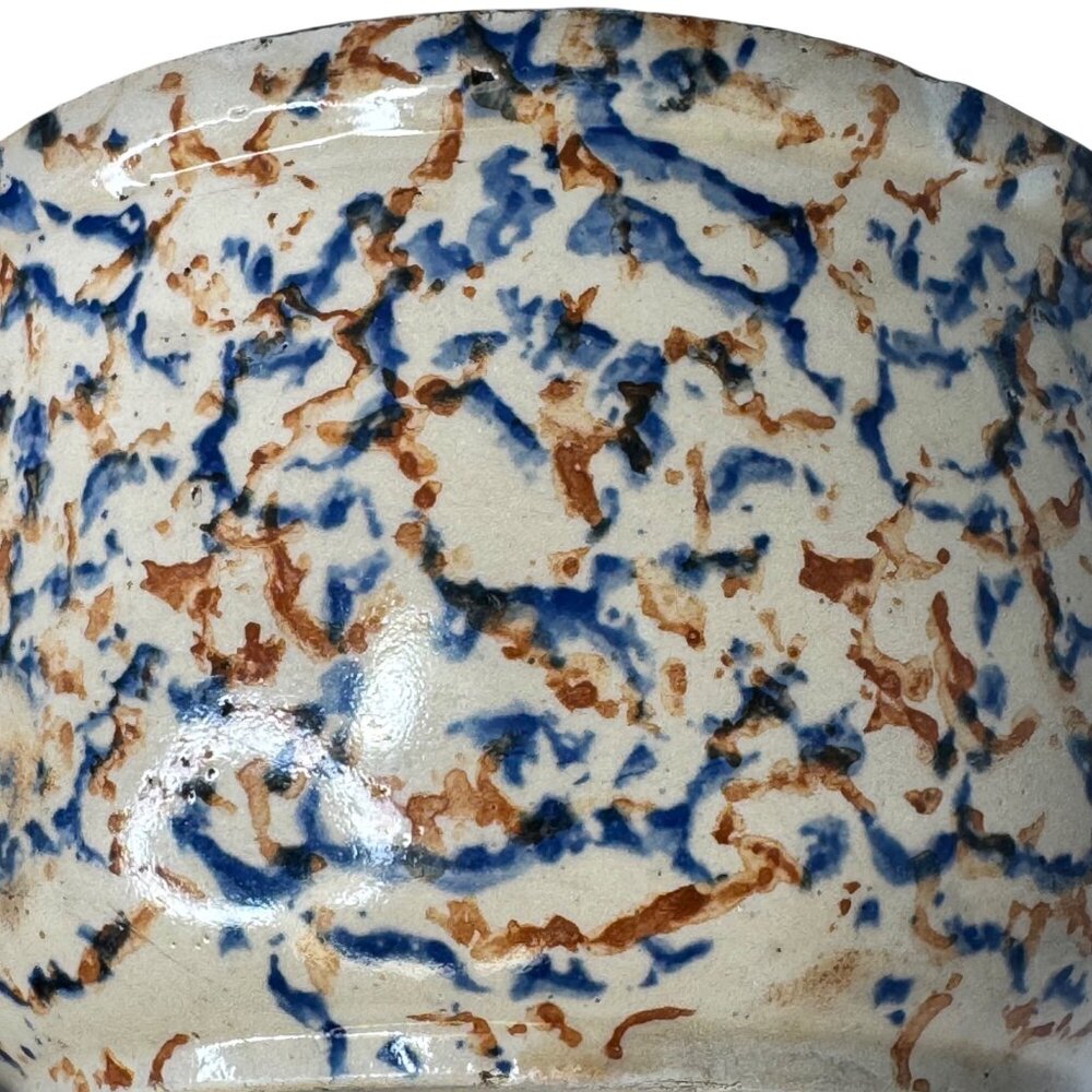 Redwing Spongeware Stoneware Bowl Speckled Vintage 7" Diameter Crock Farmhouse E - Picture 5 of 11